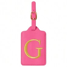 Personalized Initial Luggage Tags For Suitcases, Leather Letter Cute Luggage Tags With Privacy Name Card, Embroidered Monogrammed Travel Bag Backpack Tags Gifts For Women Kids Girls Teens (Rosered)Luggage Tag Travel Accessories Travel Essentials Travel Organizer For Beach Summer Vacation Back To School Bag For School School Accessories School Stuff - Hot Pink - View 14