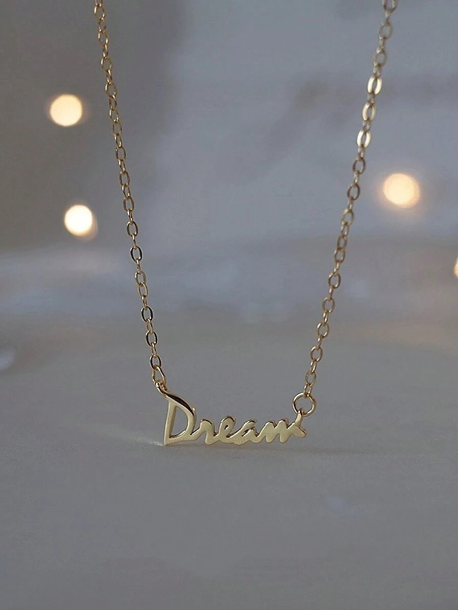 Dây chuyền chữ cái tối giản bằng bạc Sterling 925, Dây chuyền kiểu choker nhẹ nhàng thanh lịch, Thiết kế thời trang Châu Âu và Mỹ - Vàng - Xem 1