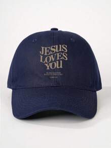 1 件印花“JESUS LOVES YOU”棒球帽，可调节户外防晒休闲帽，适合春季、秋季、旅行、海滩度假，适合年轻男士，Y2K 风格 - 棒球帽 - 查看 6