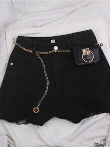 1 件女式黑色简约百搭别致迷你斜挎包、时尚腰带、休闲腰链包 - 黑色 - 查看 4