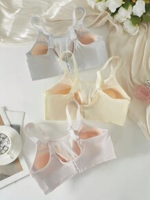 3pcs Wowen's Soft Skin-Friendly Comfortable Maternity Lingerie Nursing Wireless Bralette Lingerie Underwear Bra - Multicolor - View 3