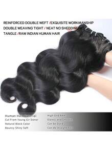 3 bó tóc người, bó tóc sóng cơ thể, tóc người chưa qua chế biến, tóc nguyên chất của Brazil, giao dịch, dệt 3 bó tóc người, 20 22 24 inch, tóc nối, bó tóc sóng cơ thể, màu đen tự nhiên - màu đen - Xem 7