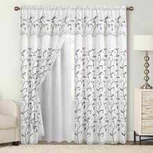 Mocassi Set Of 2 Lucia Curtain Panels  With Attached Valance 54" W X 84" L - Burgundy - View 3