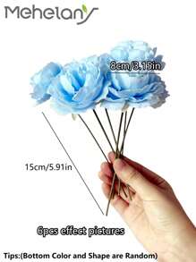 MEHELANY 38/25pcs Artificial Silk Peony Flower Heads, Blue, Suitable For Wedding Party Decor, Cake Decor, Home Living Room Dining Table Decor, Halloween Decor, Christmas Decor, Autumn Party Decor, Harvest Table Centerpiece Decor, Christmas Tree/Wreath Decor - Blue - View 4