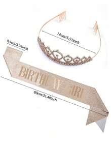 "Birthday Girl" Sash & Rhinestone Tiara Set Sinh Nhật Sash Và Tiara Cho Bé Gái Bộ Trang Trí Sinh Nhật Băng Đô Đính Đá Rhinestone Cho Bé Gái Phụ Kiện Tóc Pha Lê Lấp Lánh Cho Tiệc Sinh Nhật Đồ Trang Trí Cho Gia Đình Quà Tặng - Nhiều màu - Xem 3