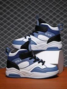 Outdoor Basketball Sneakers For Boy, Shock Absorbing Anti-Slip High Grip Sports Shoes, Casual High-Top Shoes For Teenagers - Blue - View 1