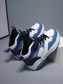 Outdoor Basketball Sneakers For Boy, Shock Absorbing Anti-Slip High Grip Sports Shoes, Casual High-Top Shoes For Teenagers - Blue - View 3