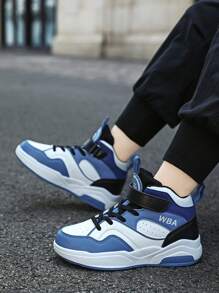 Outdoor Basketball Sneakers For Boy, Shock Absorbing Anti-Slip High Grip Sports Shoes, Casual High-Top Shoes For Teenagers - Blue - View 5