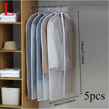 5件装服装袋衣柜收纳旅行衣服袋带拉链防水透明衣服保护袋挂衣服防尘袋家用衣柜收纳