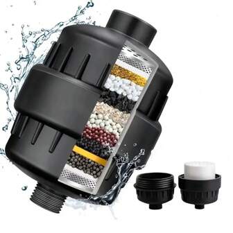 Filtre de douche Home Times - Filtre de tête de douche pour eau dure, adoucit l'eau de douche pour un bain sain et rafraîchissant - Réduit la peau sèche et irritée, les pellicules - Améliore la pousse des cheveux, cartouche filtrante Décoration de salle de bain d'automne Accessoires de salle de bain