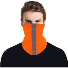 4 Pack High Vis Neck Gaiter Reflective Fishing Bandana Neon Safety Headwear Tube Face Shield With 2 Sides Reflective Stripe - 霓虹橙 - 查看 2