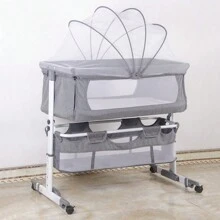 Co-Sleeper For Babies 0-3 Years, Cododo Cradle With Mosquito Net And Mattress, 3-Way Height Adjustable 70-87 Cm - Màu Xám nhạt - Xem 1