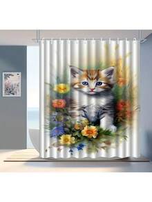 1 件宇航员跳舞数码印花涤纶防水浴帘，防雾防霉浴室隔断帘 - LB1664 - 查看 1