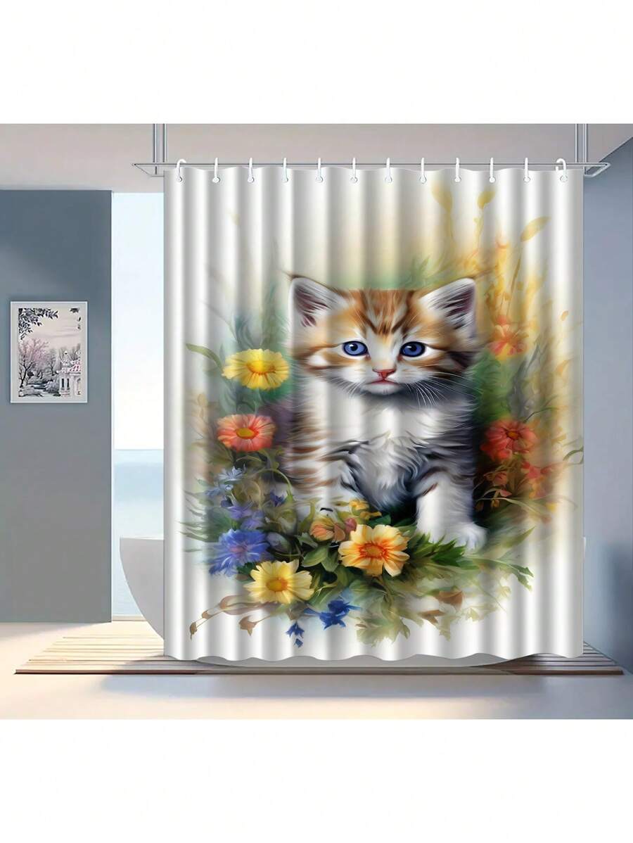 1 件宇航员跳舞数码印花涤纶防水浴帘，防雾防霉浴室隔断帘 - LB1664 - 查看 1