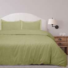 Royale Linens, Inc. 3-Piece Set: Royal Linens Double Brushed Full Duvet Covers With Zipper Closure - Sage Green - View 2