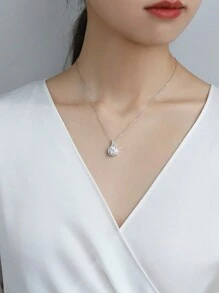 1pc 1 Carat D VVS Grade With GIA Certificate Classic Fashionable Luxurious Elegant S925 Silver Plated Platinum Moissanite Geometric Pendant Necklace - Moissanite Pendant Necklace - View 3