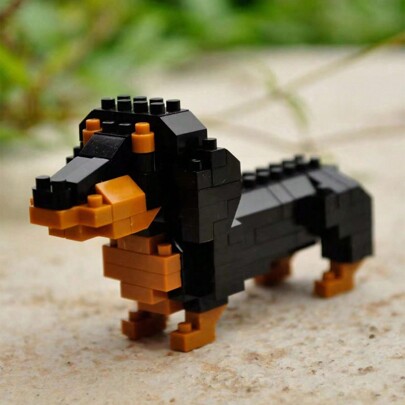 1 conjunto de blocos de construção nano estilo dachshund em miniatura faça você mesmo, adequado para adolescentes como decoração ou como presente para irmãos brincarem com decoração de quarto