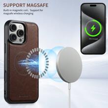 Suteni Holder SUTENI Compatible With MagSafe Magnetic Wireless Charging Mobile Phone Case Frosted Feel PU Leather 2-In-1 Magnetic Mobile Phone Case Men's Wallet Case Compatible With Iphone 16 Pro Max 15 Plus 14 13 12
