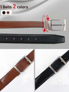1 条装男士商务真皮腰带，旋转针扣休闲百搭男士皮带，双面佩戴腰带 - ZZ019 - 查看 9