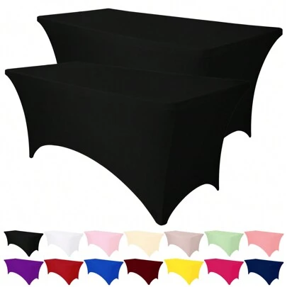 2 Pack 6FT Spandex Table Cover For Rectangle Tables, Fitted Stretch Rectangular Tablecloth, Washable Spandex Tablecloth Table Protector For Party, Wedding, Birthday, Banquet, Trade Show