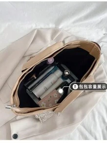 Bolso de mujer personalizable con bordado de nombre, estilo coreano popular - Bolso de cubo con cadena a contraste de cuadros sencillo, bolso de hombro y bolso cruzado para señoras