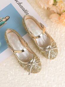 Meninas Toddler/Criança Pequena Jada Vestido Mary Jane Sapatos de Salto Alto Arco Festa Casamento Princesa Sapatos - Ouro - Ver 7