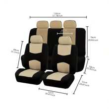 9 stuks beige universele autostoelhoezen, plat ontwerp voor 5 stoelen