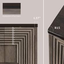 SICOTAS Large Sideboard Buffet Storage Cabinet - Wood Credenza Buffet Table With Storage, Concentric Squares Sliding Door, Entryway Table Coffee Bar Cabinet For Kitchen Entryway Living Room - Natural Oak - 查看 6