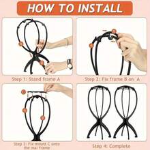 1 件/2 件/3 件可折叠假发支架、假发架、便携式假发展示架、假发干燥、造型和护理配件、塑料假发支架可拆卸 - 彩色 - 查看 6