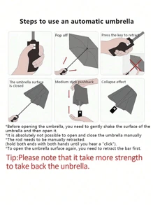 1pc Dual Layer Automatic Windproof Umbrella, 10-Rib One-Key Open & Close, Reinforced Anti-Wind Rain Umbrella, Multi-Function Travel Umbrella (Fabric Cover, Ribbed Color, English Letter Pattern Design, Button Shape Color Can Be Freely Matched) Boy Valentine Heart Valentine