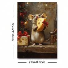 1PC Unframed Christmas Holiday Mouse Rustic Art Retro Poster Vintage Funny Animal Xmas Festival Painting Canvas Print Wall Picture Ideal Gift For Dorm, Apartment, Living Room, Kitchen, Bedroom, Modern Home Decoration Christmas Decoration XMAS Decor Christmas Tree Gift Decor Thanksgiving Wedding Home Decor Home Decor Fall Decor Autumn Decor Birthday Decorations For Gifts Party Supplies Indoor Holiday Festival Decor Halloween Decor Wall Decor Halloween Ornaments - Multicolor - View 9