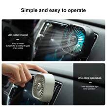 1 pieza Ventilador de salida de aire del coche con ajuste USB, ventilador turbo de 7 aspas de gran potencia con luz atmosférica de color degradado, bajo nivel de ruido y función múltiple, mini ventilador de refrigeración interior para el automóvil