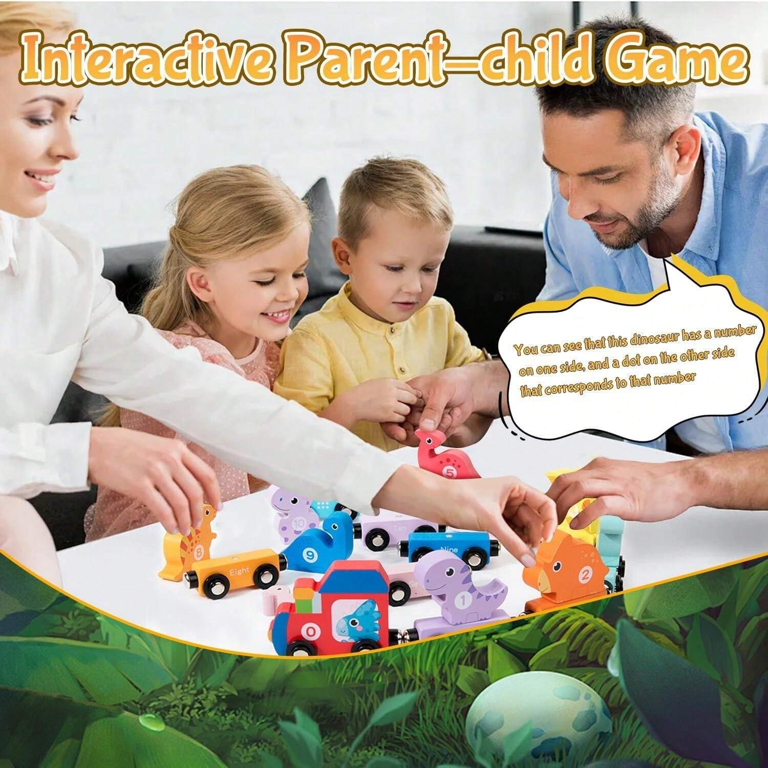 Dinosaur Toddler Toys, 11PCS Wooden Dinosaur Train Set, Wooden Train