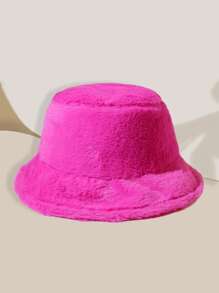 1pc Women/Men Multicolor Casual Versatile Warm Soft Plush Bucket Hat, Suitable For Autumn/Winter Daily Use Winter Hat