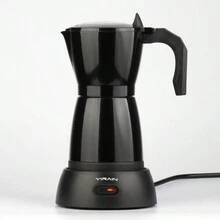 Nueva cafetera Moka de aluminio con calentador eléctrico y pantalla, cafetera eléctrica con pantalla, cafetera italiana para café negro, - Negro - Ver 2