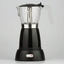 Nueva cafetera Moka de aluminio con calentador eléctrico y pantalla, cafetera eléctrica con pantalla, cafetera italiana para café negro, - Negro - Ver 4