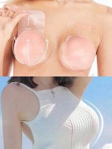 4 cặp băng silicon chống mài mòn nâng ngực thể thao cho nữ, có thể cắt và dán theo nhu cầu riêng, thích hợp cho phụ nữ tập thể dục, yoga pilates, tiệc cưới và các dịp khác để sử dụng - Màu be - Xem 3
