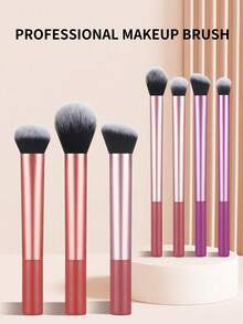 7支/套经典长柄柔软亲肤专业化妆刷 - 散粉刷、轮廓刷、晕染刷，化妆刷套装，化妆刷套装，全套化妆刷，化妆套装，全套化妆工具，化妆刷套装，化妆刷礼盒 - 彩色 - 查看 2