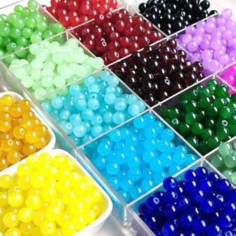 6mm/200pcs Plain Glass Beads For DIY Accessories, Handmade Bracelet Jewelry Making