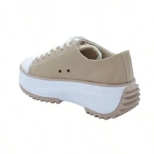 Tenis Sneakers Plataforma Dama en Color Miel con Agujeta - Beis - Ver 8