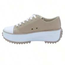 Tenis Sneakers Plataforma Dama en Color Miel con Agujeta - Beis - Ver 4