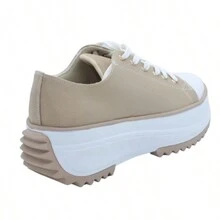 Tenis Sneakers Plataforma Dama en Color Miel con Agujeta - Beis - Ver 6