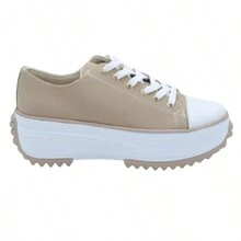 Tenis Sneakers Plataforma Dama en Color Miel con Agujeta - Beis - Ver 3