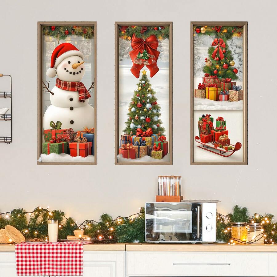 1PC 3D Vinyl Merry Christmas Wall Art Magic Wall Decal Colorful