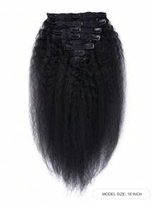 Eulisi Kinky Straight Clip In Hair Extensions Fullness With 1 Pack, 20inch 135g 8pcs Natural Black Seamless Clip In Hair Extensions Human Hair