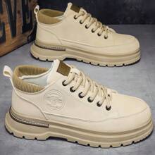 Plus Size Men's New Cargo Shoes, Men's Casual Leather Boots, Cargo Shoes, Low Top Boots, Outdoor Hiking Boots, Low Cut Casual Sneakers, Beige