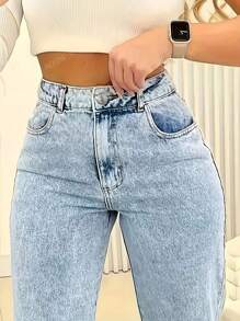 2025 Nouveau Jeans vintage décontracté à jambe droite ultra skinny taille haute bleu clair pour femmes