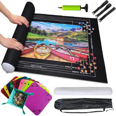 SHIXIONG Tapete para Rompecabezas de 2000 Piezas,Tapete Enrollable para 2000 Piezas,10 bandejas Clasificación,Tapete de Rompecabezas Enrollable para Almacenamiento de Rompecabezas,Bolsa de Almacenamiento con cordón Y10 bandejas Clasificación,Accesorios De Almacenamiento Y Accesorios De Rompecabezas,Regalo Perfecto De Navidad Y Acción De Gracias,Decoración de Halloween El Día de los Muertos