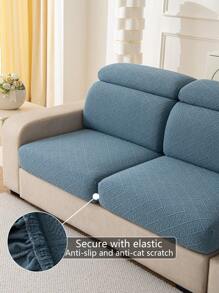 1 件提花毛绒几何 3D 弹力沙发套，适合所有季节的简约风格，防宠物、防尘，适合 L 型沙发 1/2/3/4 座，非常适合节日派对装饰 - 藍色 - 查看 7