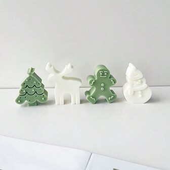 1pc Christmas Candle Decor Silicone Mold DIY Christmas Tree, Reindeer, Snowman, Plaster Mold